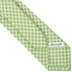 CRAVATTA SARTORIALE IN LINO VERDE CHIARO Microfantasia fiore