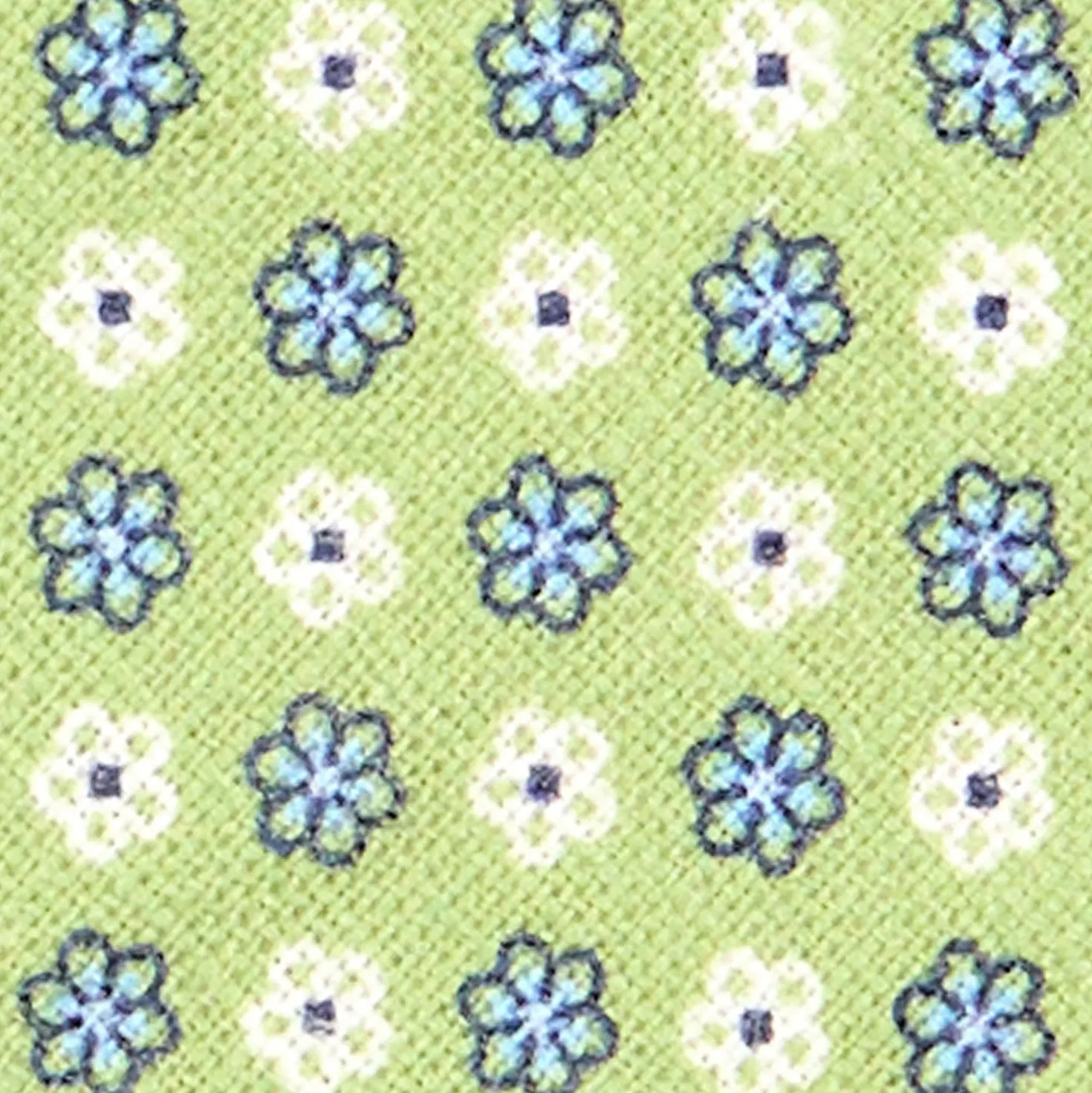 CRAVATTA SARTORIALE IN LINO VERDE CHIARO Microfantasia fiore