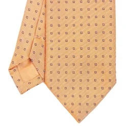 CRAVATTA SARTORIALE IN SETA JACQUARD ARANCIONE Microfantasia fiore