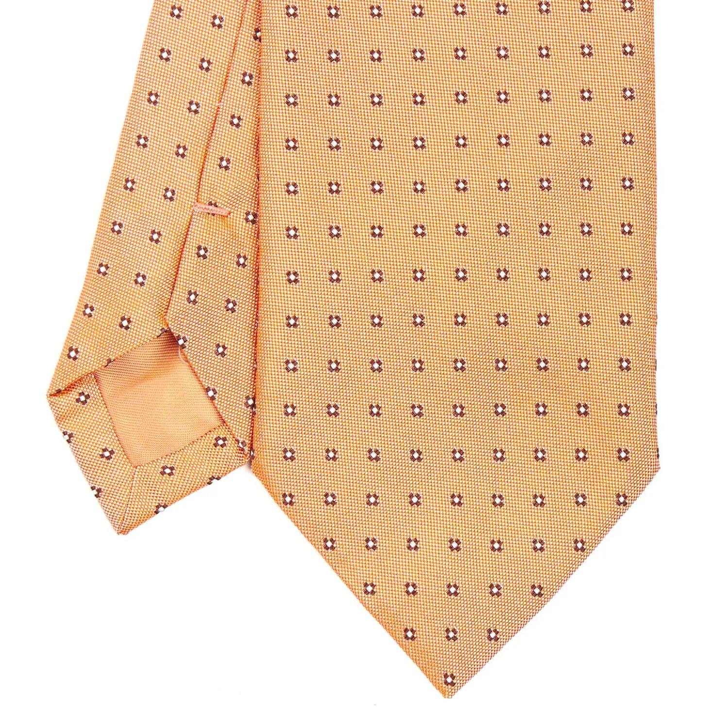 CRAVATTA SARTORIALE IN SETA JACQUARD ARANCIONE Microfantasia fiore