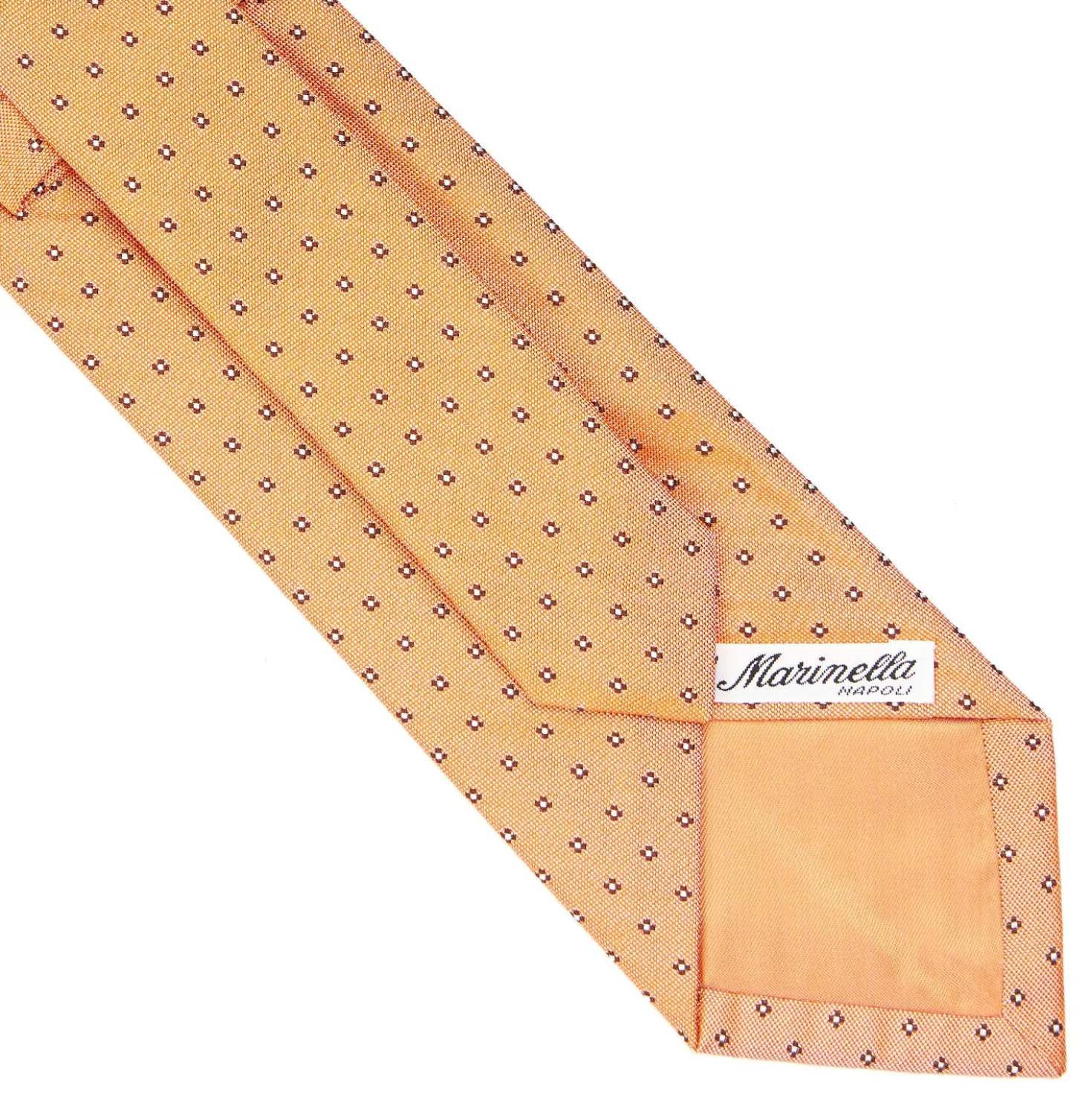 CRAVATTA SARTORIALE IN SETA JACQUARD ARANCIONE Microfantasia fiore