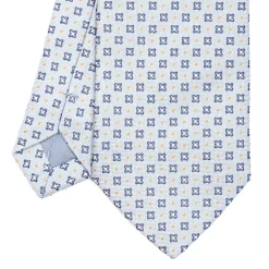 CRAVATTA SARTORIALE IN SETA JACQUARD AZZURRA Microfantasia fiore