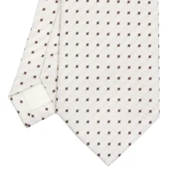 CRAVATTA SARTORIALE IN SETA JACQUARD BIANCA Microfantasia fiore