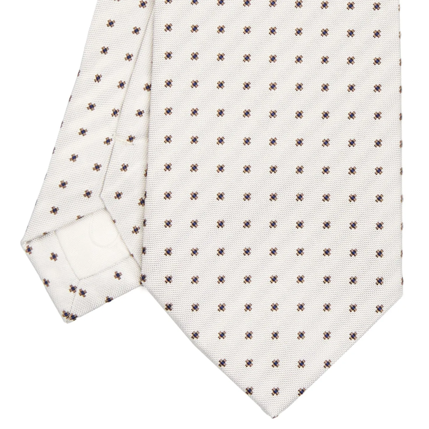 CRAVATTA SARTORIALE IN SETA JACQUARD BIANCA Microfantasia fiore