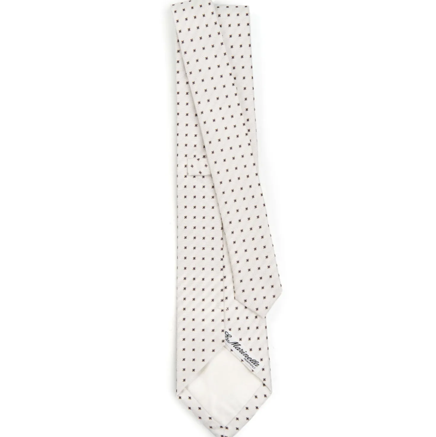 CRAVATTA SARTORIALE IN SETA JACQUARD BIANCA Microfantasia fiore