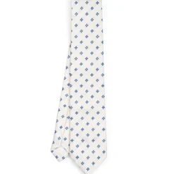CRAVATTA SARTORIALE IN SETA JACQUARD BIANCA Macrofantasia fiore