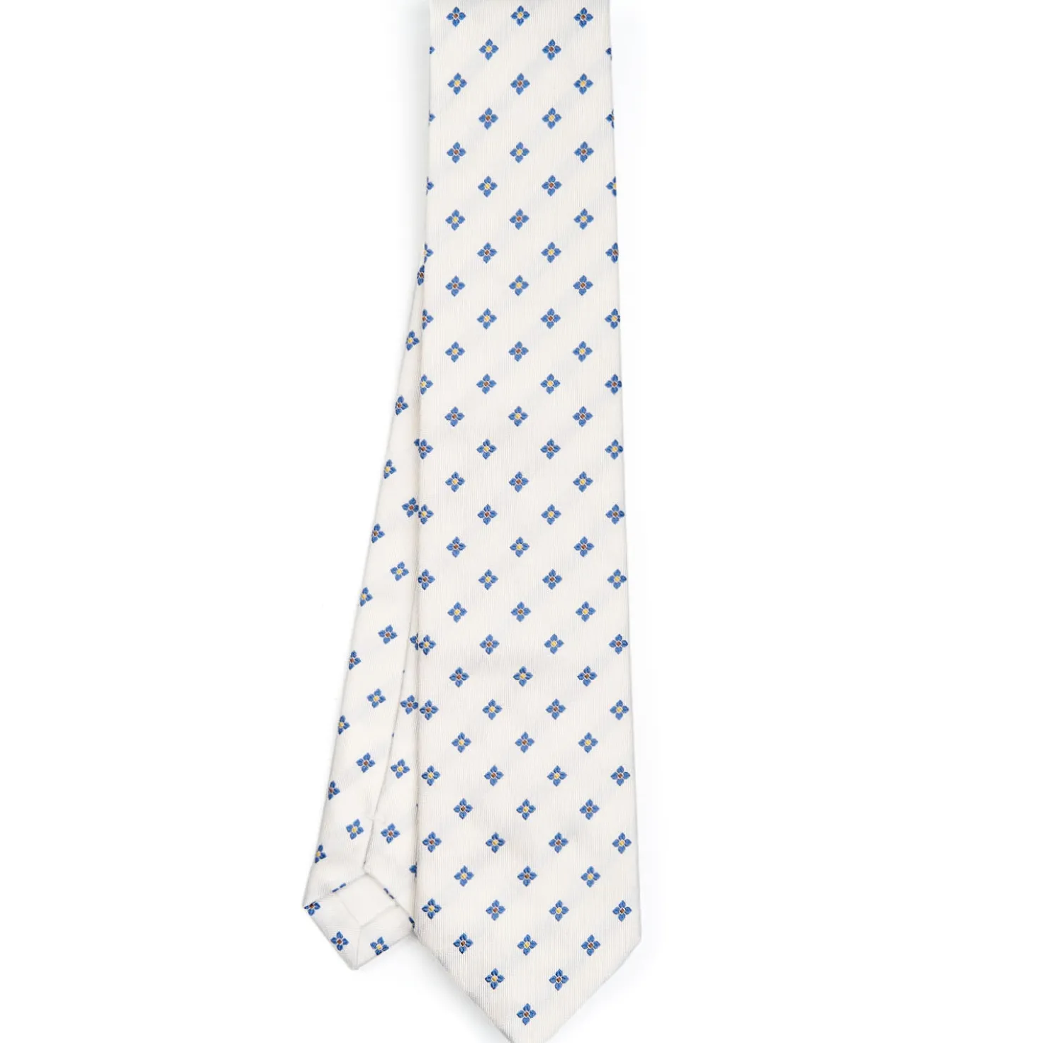 CRAVATTA SARTORIALE IN SETA JACQUARD BIANCA Macrofantasia fiore
