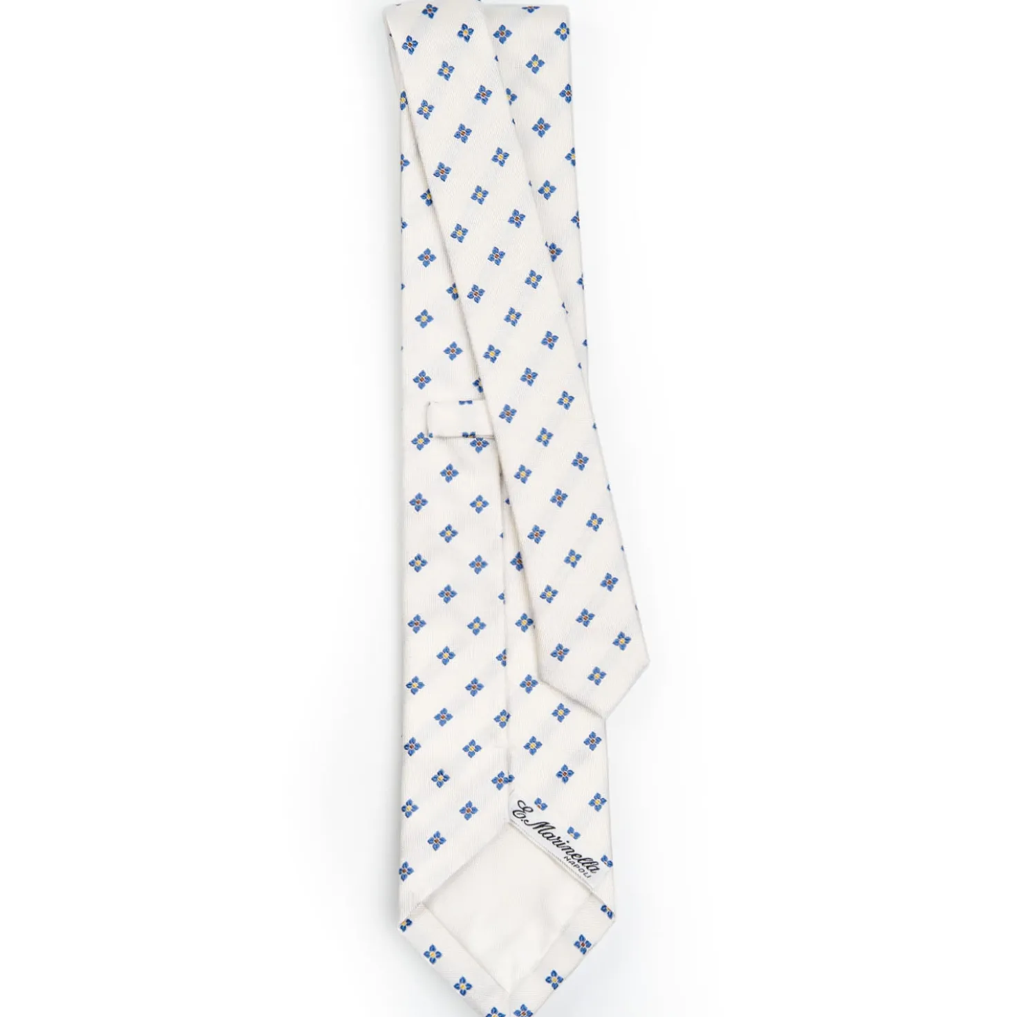 CRAVATTA SARTORIALE IN SETA JACQUARD BIANCA Macrofantasia fiore