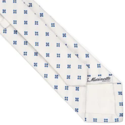 CRAVATTA SARTORIALE IN SETA JACQUARD BIANCA Macrofantasia fiore