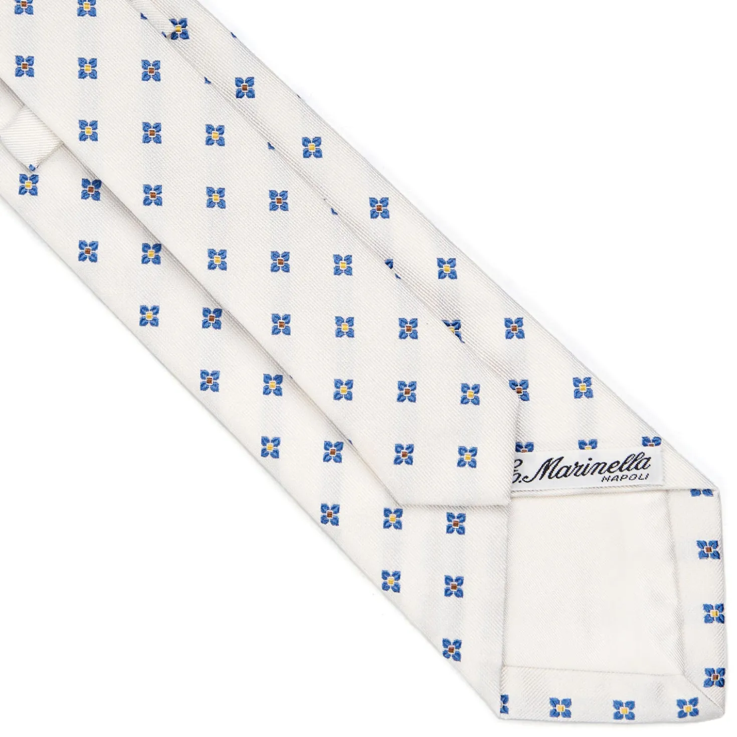 CRAVATTA SARTORIALE IN SETA JACQUARD BIANCA Macrofantasia fiore