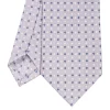 CRAVATTA SARTORIALE IN SETA GRIGIO CHIARO Microfantasia fiore