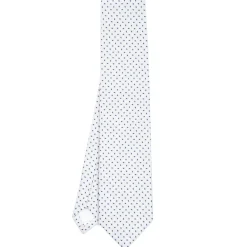 CRAVATTA SARTORIALE IN SETA JACQUARD BIANCA Microfantasia geometrica