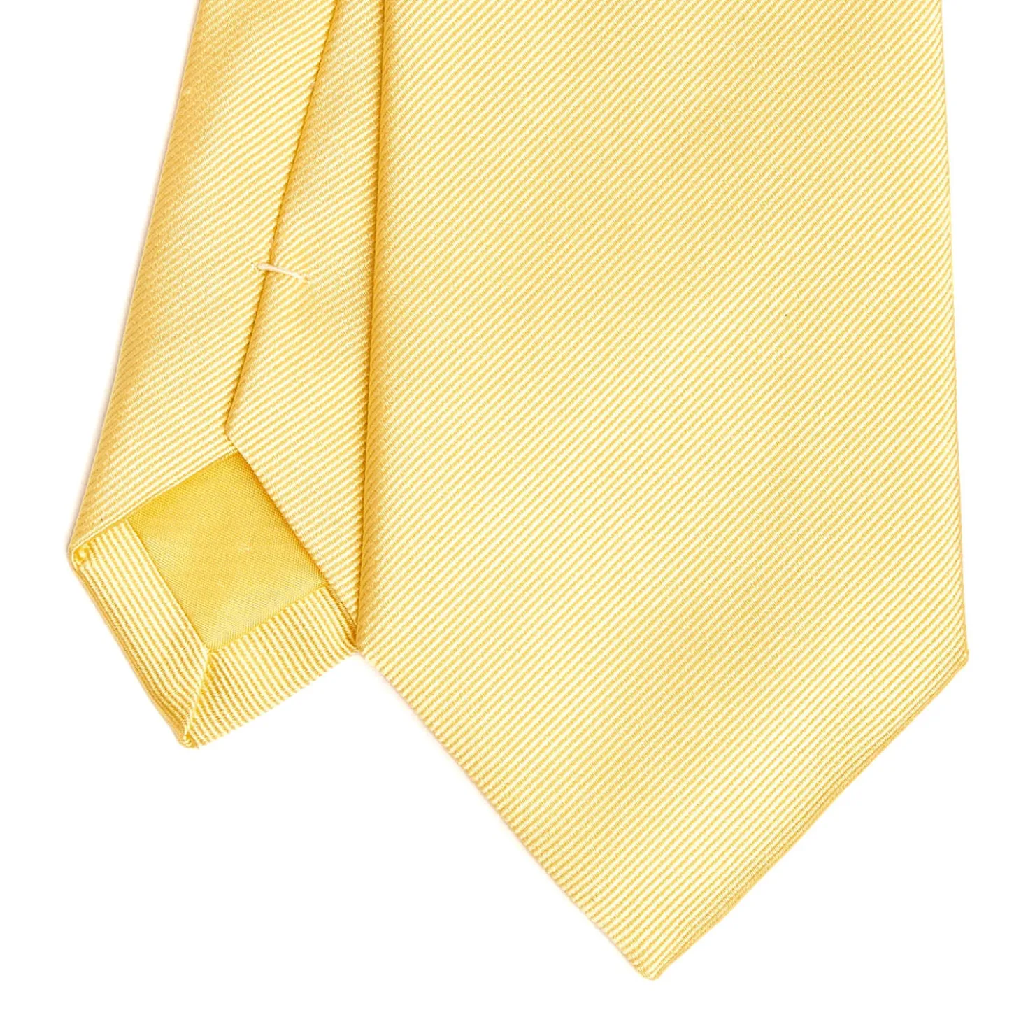 CRAVATTA SARTORIALE IN SETA JACQUARD GIALLA Tinta unita