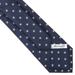 CRAVATTA SARTORIALE IN SETA JACQUARD BLU Con fiocco di neve