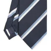 CRAVATTA SARTORIALE RIGATA In seta blu scuro