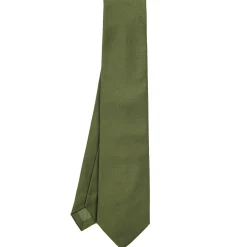 CRAVATTA SARTORIALE SETA JACQUARD VERDE OLIVA Tinta unita