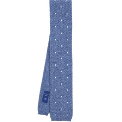 CRAVATTA TRICOT IN CASHMERE AZZURRO POLVERE Pois azzurro