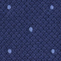 CRAVATTA TRICOT IN CASHMERE BLU SCURO Pois azzurro