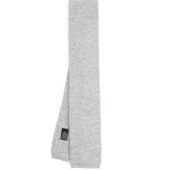 CRAVATTA TRICOT IN CASHMERE GRIGIO CHIARO Tinta unita