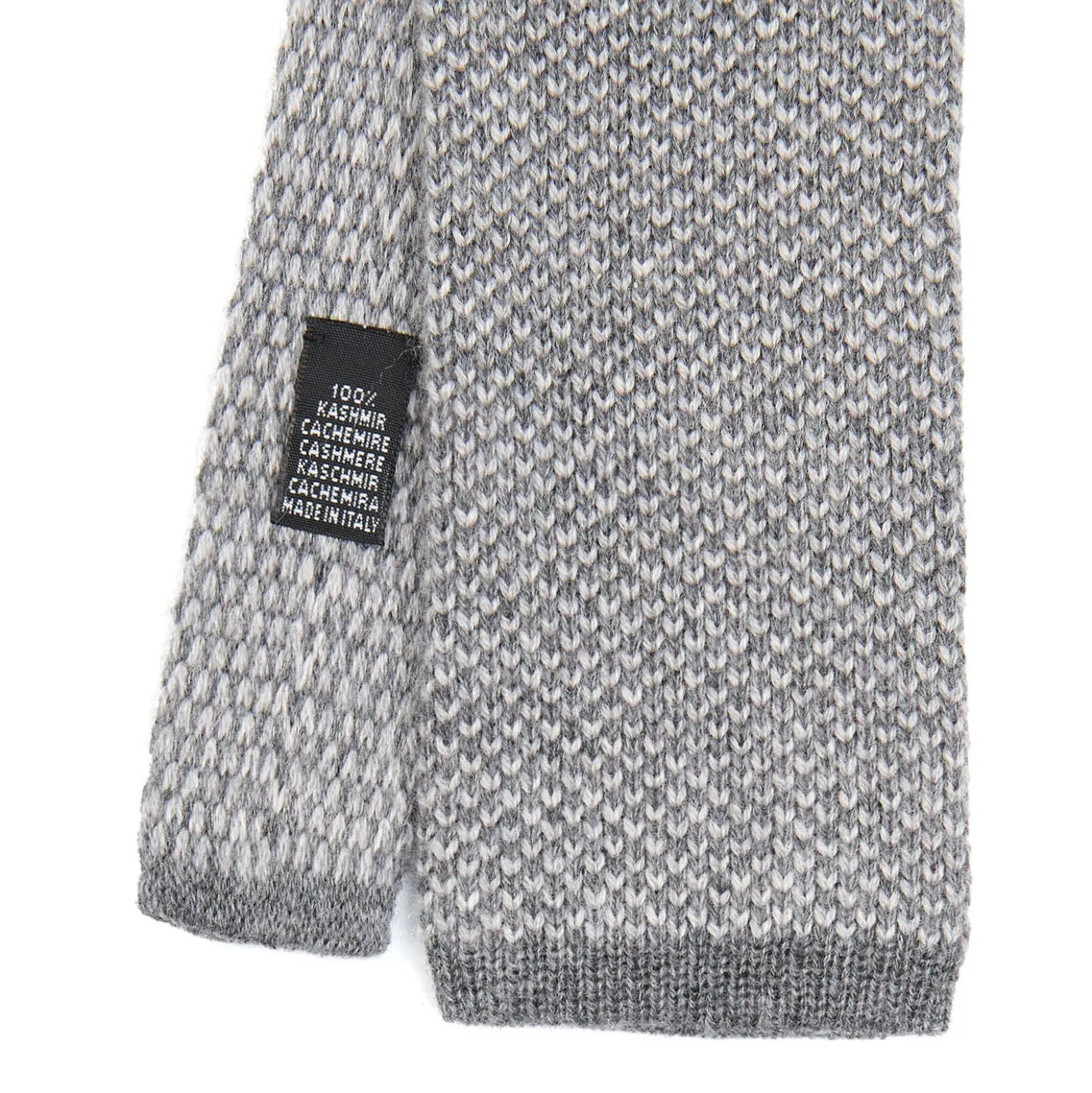 CRAVATTA TRICOT IN CASHMERE GRIGIO CHIARO Tinta unita