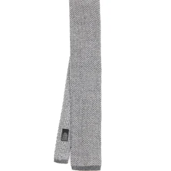 CRAVATTA TRICOT IN CASHMERE GRIGIO CHIARO Tinta unita
