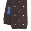 CRAVATTA TRICOT IN CASHMERE MARRONE SCURO Pois bianco