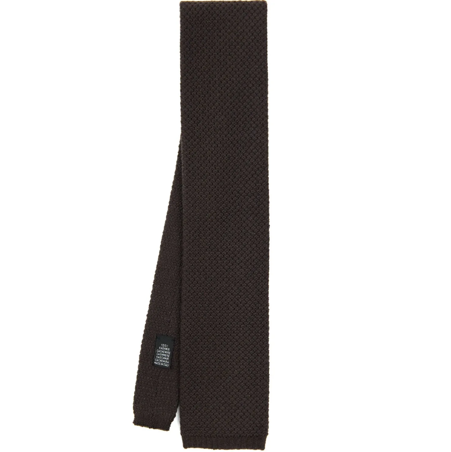 CRAVATTA TRICOT IN CASHMERE MARRONE SCURO Tinta unita