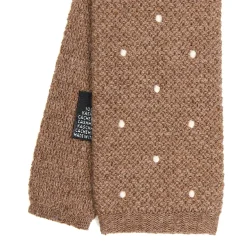 CRAVATTA TRICOT IN CASHMERE BEIGE Pois bianco