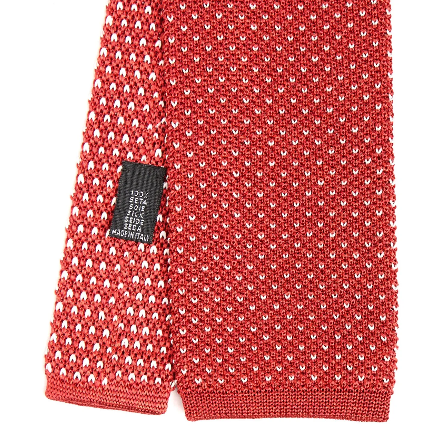 CRAVATTA TRICOT IN SETA ARANCIONE Microfantasia geometrica