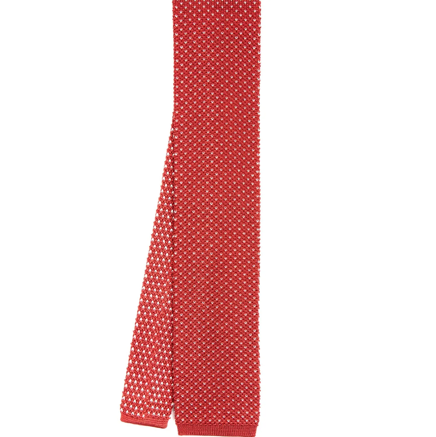 CRAVATTA TRICOT IN SETA ARANCIONE Microfantasia geometrica