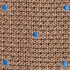 CRAVATTA TRICOT IN SETA BEIGE Pois azzurro