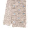 CRAVATTA TRICOT IN SETA BEIGE Pois blu