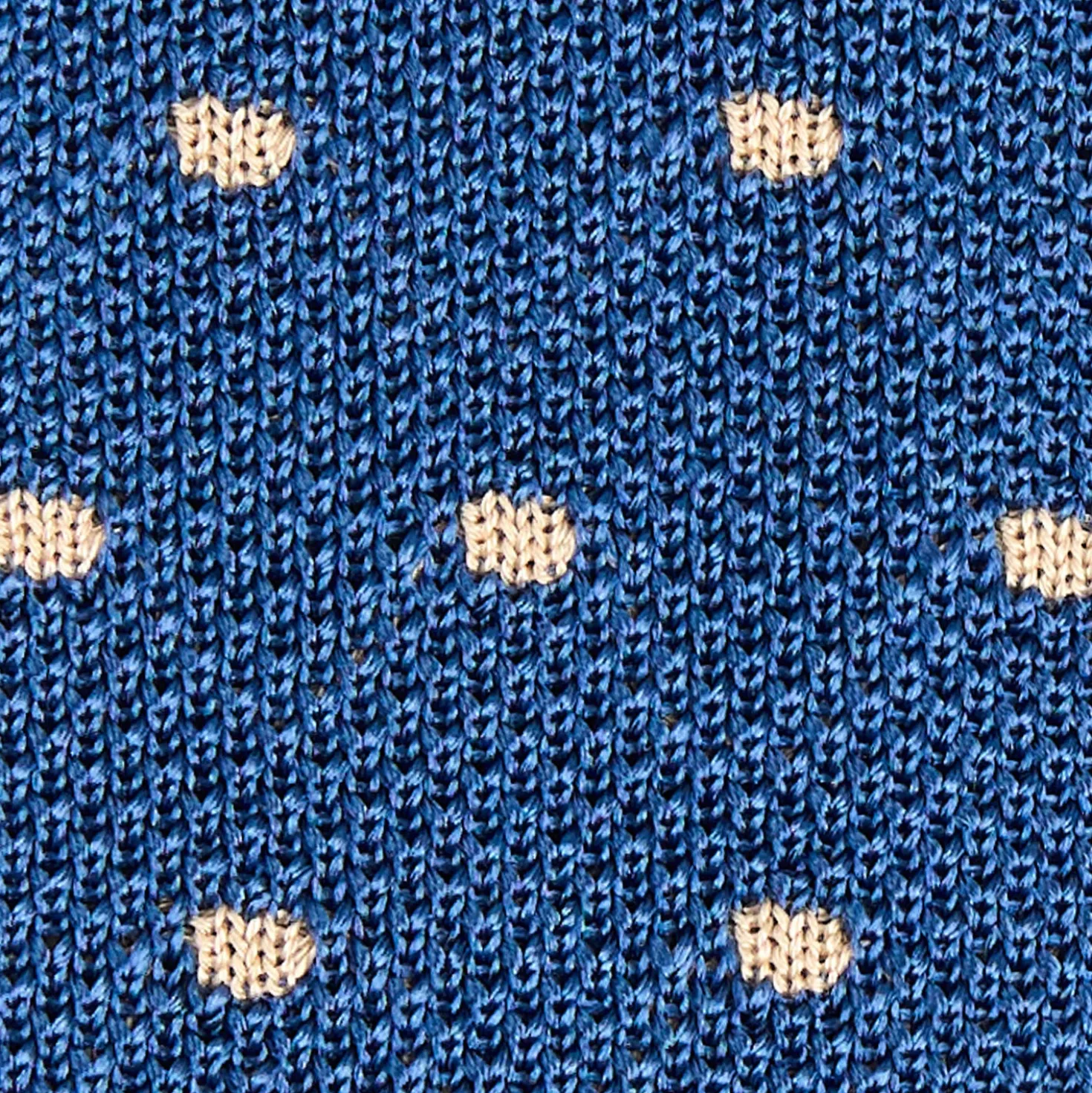 CRAVATTA TRICOT IN SETA BLU Pois beige