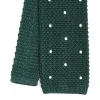 CRAVATTA TRICOT IN SETA VERDE SCURO Pois beige