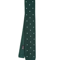 CRAVATTA TRICOT IN SETA VERDE SCURO Pois beige