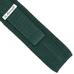 CRAVATTA TRICOT IN SETA VERDE SCURO Pois beige