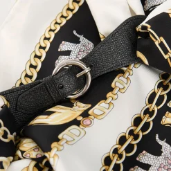 FERMAFOULARD IN PELLE NERO Con fibbia argentata