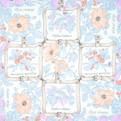 FOULARD IN SETA 90 AZZURRO La rosa canina