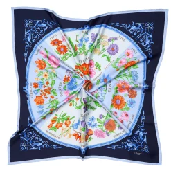 FOULARD IN SETA 90 AZZURRO La ruota delle stagioni