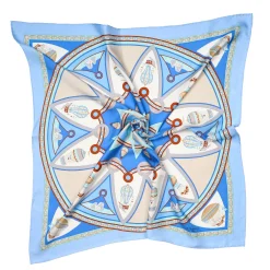 FOULARD IN SETA 90 AZZURRO Le mongolfiere