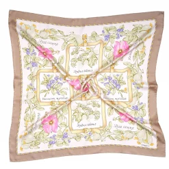 FOULARD IN SETA 90 BEIGE La rosa canina