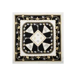 FOULARD IN SETA 90 BIANCO Elefanti portafortuna