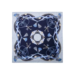FOULARD IN SETA 90 BLU Microfantasia, nappine e chiavi