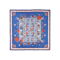 FOULARD IN SETA 90 BLU World of archivio flowers 1961