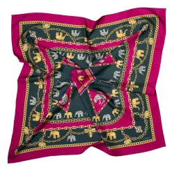 FOULARD IN SETA 90 FUCSIA Elefanti portafortuna