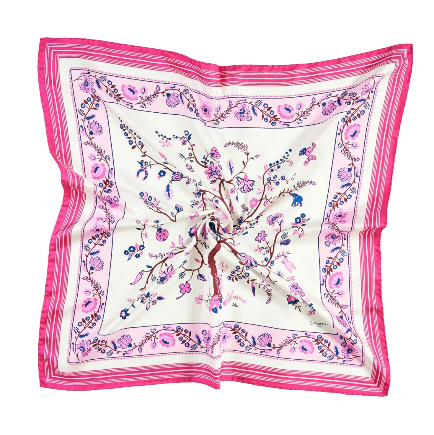 FOULARD IN SETA 90 FUCSIA L'albero della vita
