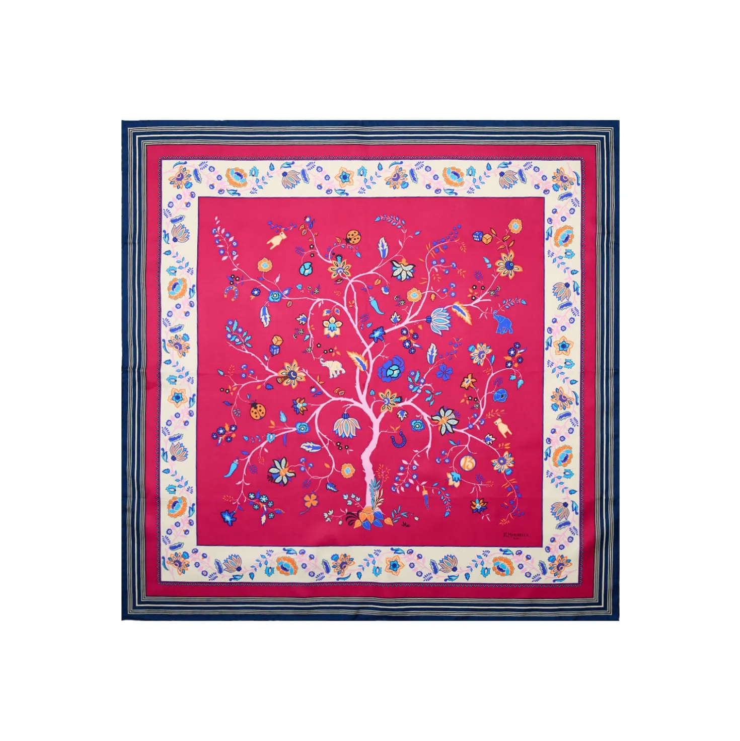 FOULARD IN SETA 90 FUCSIA L'albero della vita