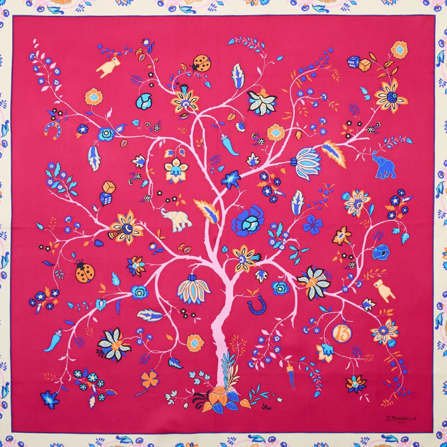 FOULARD IN SETA 90 FUCSIA L'albero della vita
