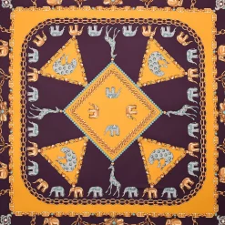 FOULARD IN SETA 90 GIALLO Elefanti portafortuna