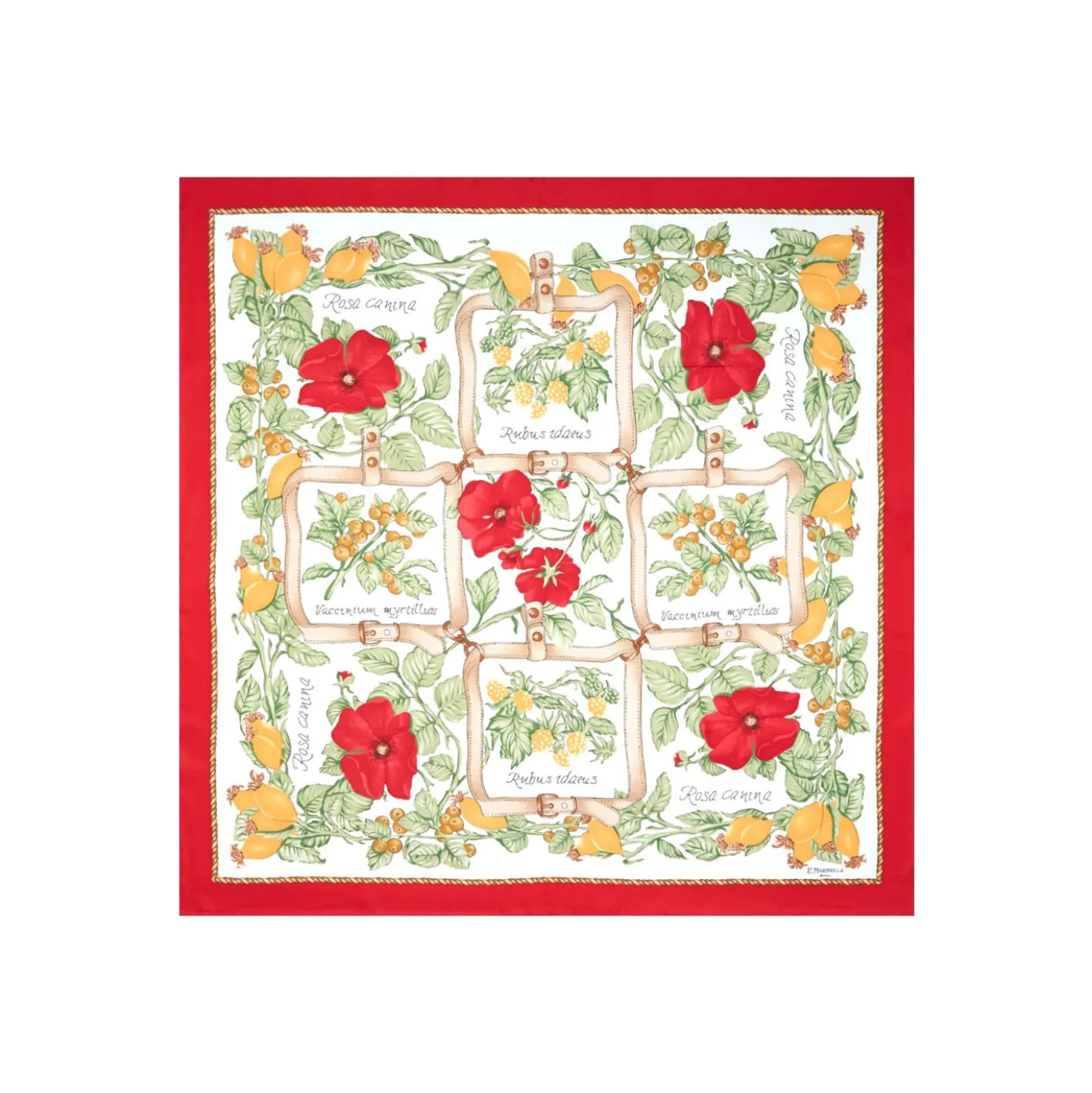 FOULARD IN SETA 90 ROSSO La rosa canina